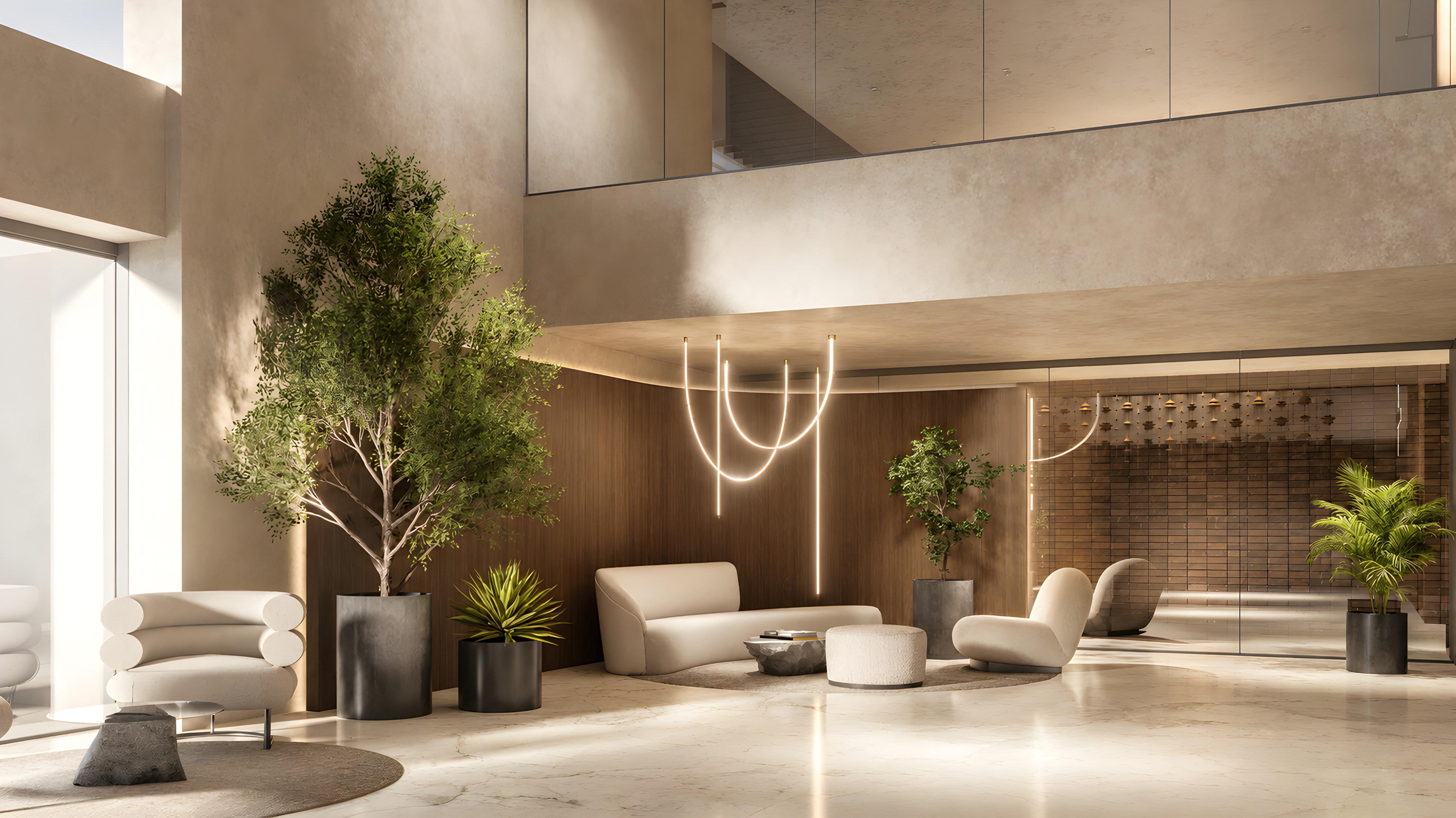 Render of a double-height Acres 2 lounge