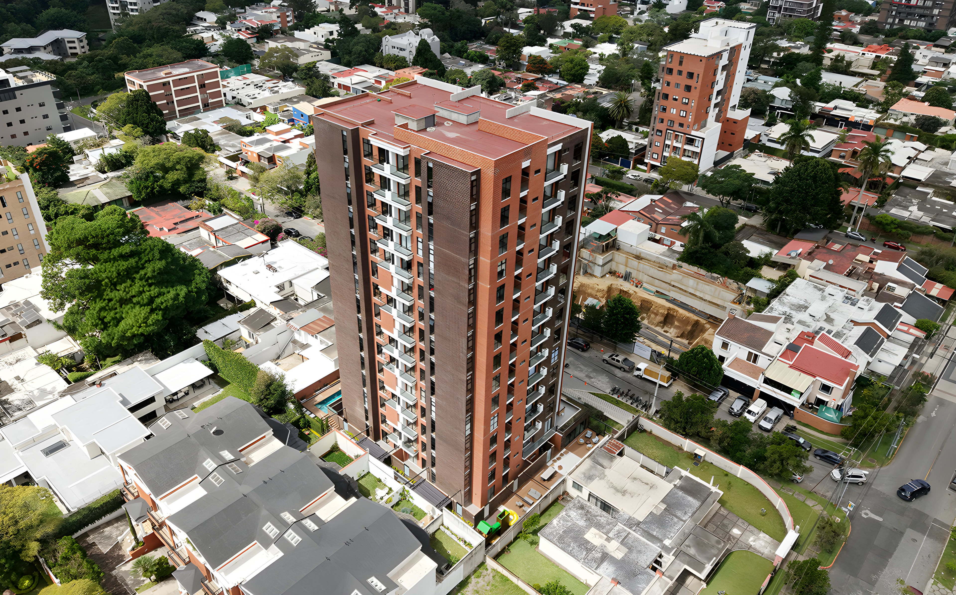 Aerial view of the Kiintea building in Vista Hermosa II, Zona 15