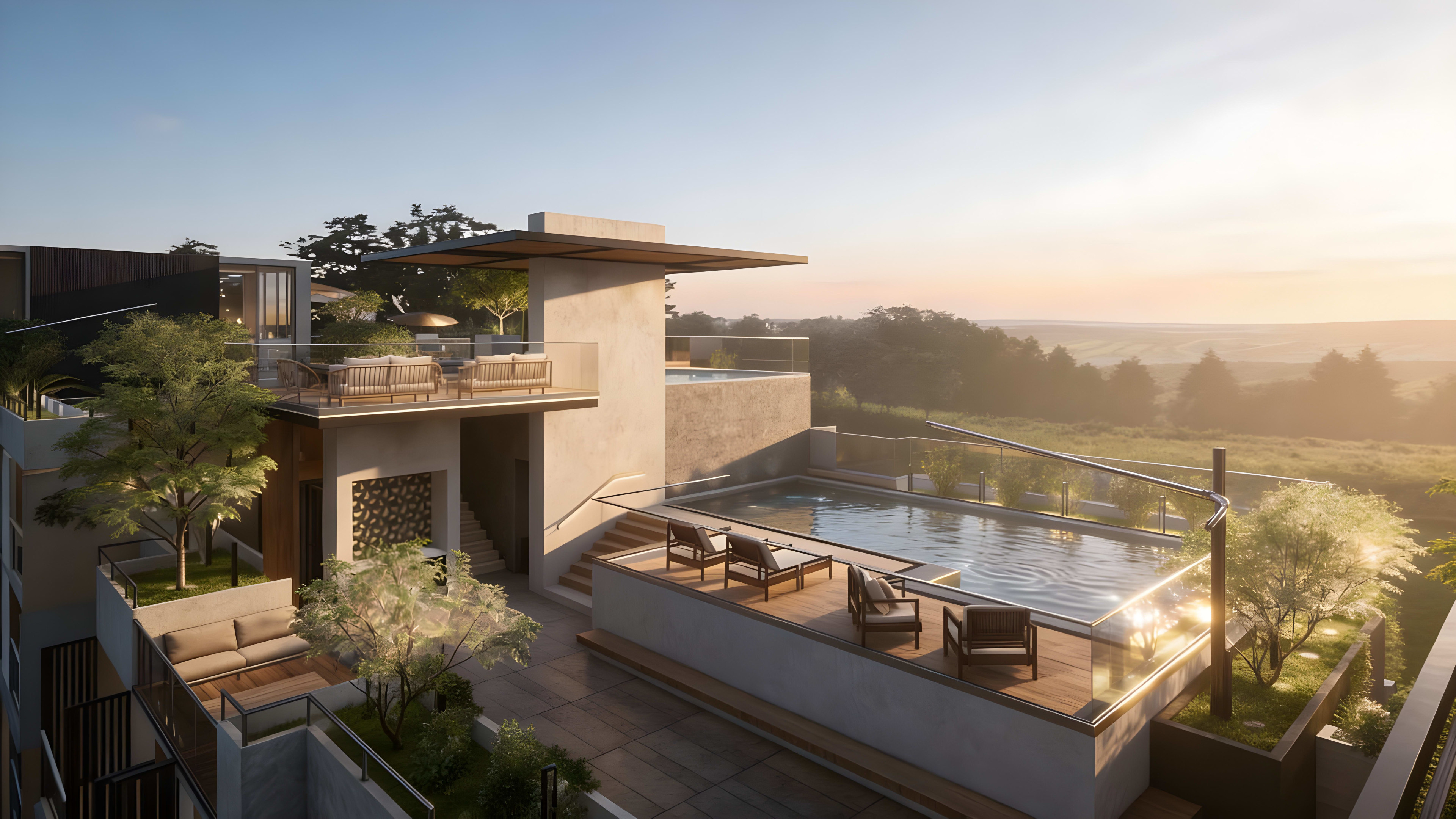 Pool at sunset