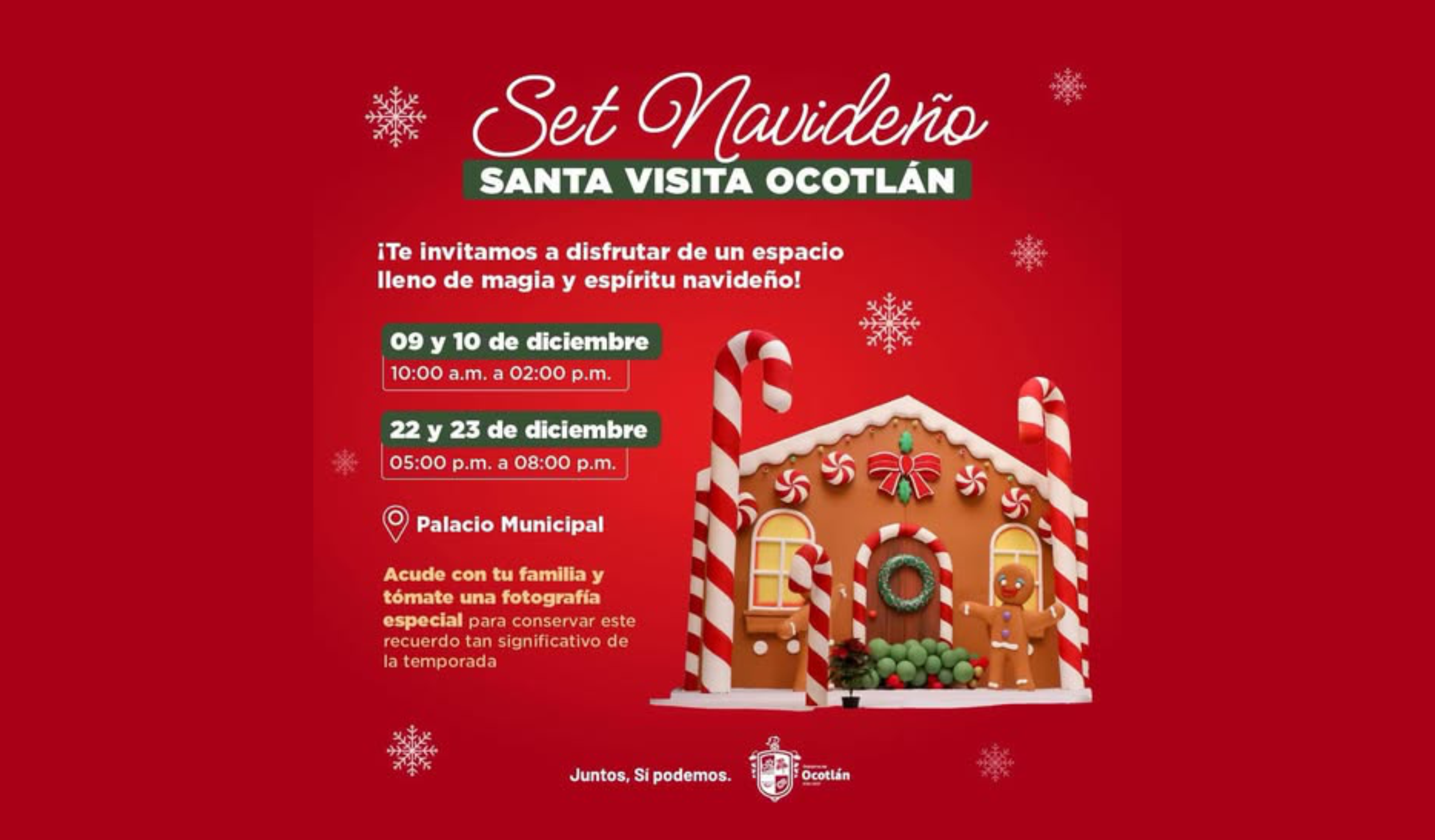 Te invitamos a visitar el Set Navideño “Santa Visita Ocotlán”, instalado dentro del Palacio Municipal