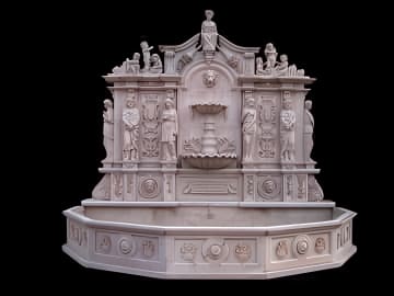 Monumental Italian Renaissance Marble Wall Fountain