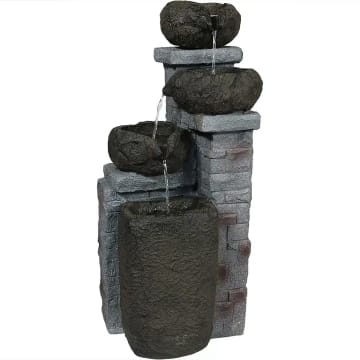 Cascading Stone Bowls Solar with Battery Backup Fountain