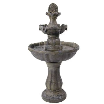 2-Tier Pineapple Solar Fountain with Battery Backup 33 inch