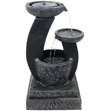 Modern Cascading Bowls Solar Fountain with Battery Backup