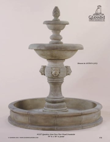 Quattro Lion Two Tier Pond Fountain