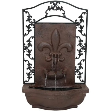 French Lily Solar Outdoor Wall Fountain