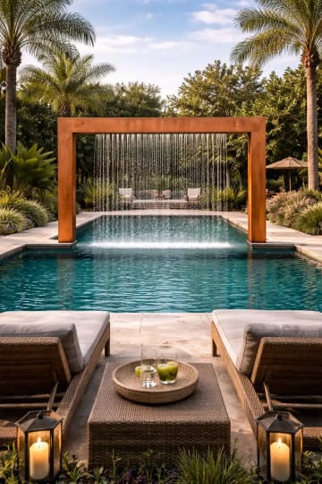 Poolside Rain Curtain Fountain