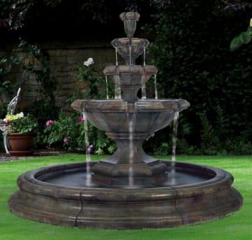Grande Kensington Three-Tier Fountain in Toscana Pool, 13 pc. - Original Surrounds -