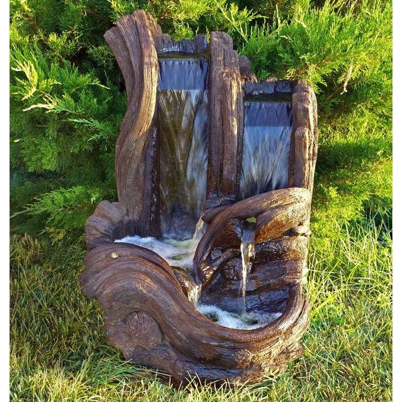 Twin Falls Log Fountain with LED Light