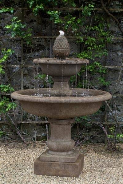 Wiltshire 2-Tier Concrete Fountain with Pinecone Finial