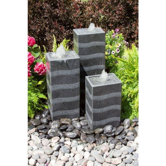 Gray Wave Triple Column Fountain Kit