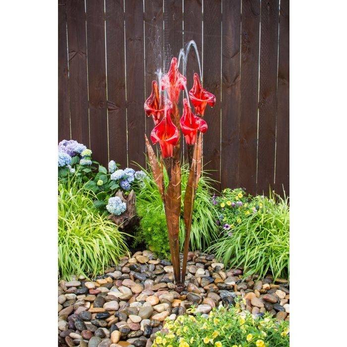 Red Iris Flower - Fountain Only
