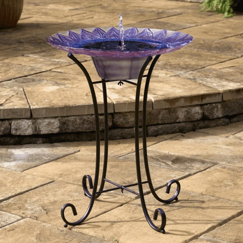 Bell Flower Solar Birdbath