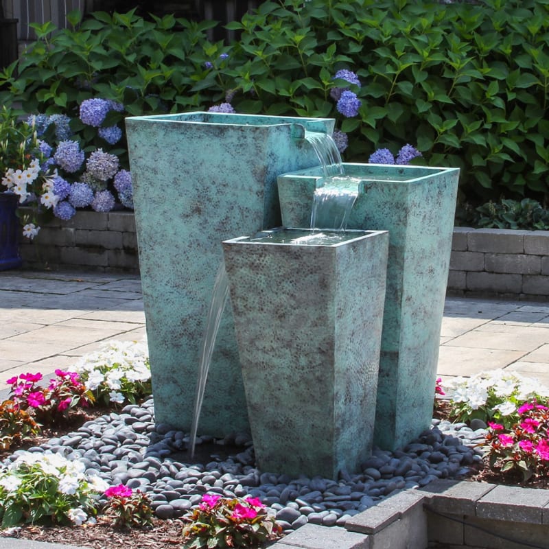 Tapered Square Triple Fountain Urn Kit