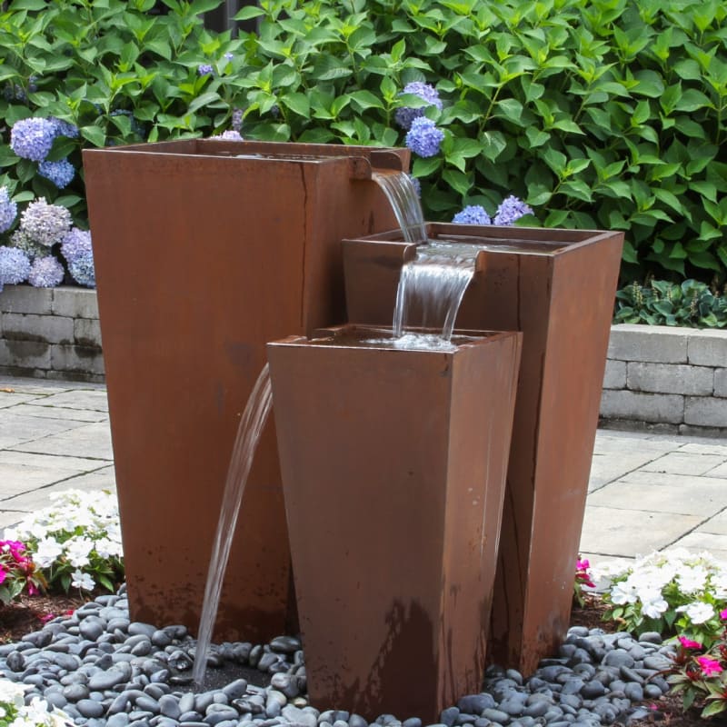 Triple Corten Steel Rusted Urn Kit