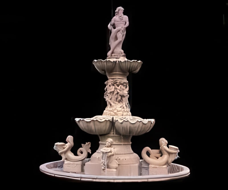 Monumental Two Tier Fountain In Hand Carved White Marble