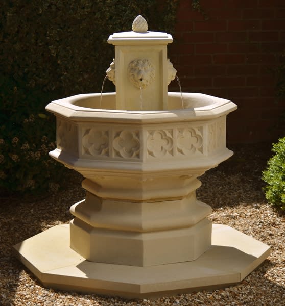 Gothic Fountain with Lion Centerpiece