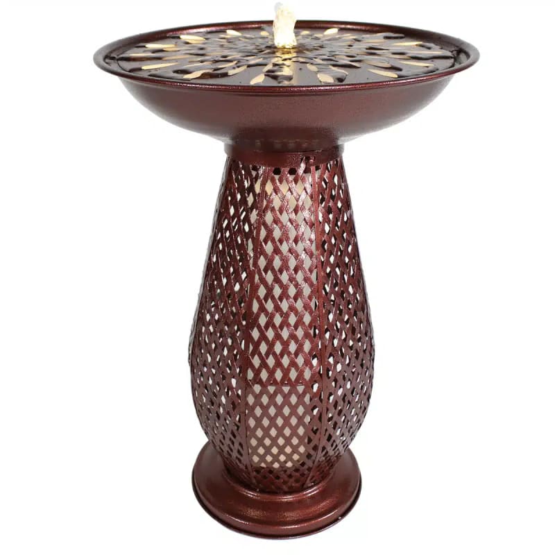 Iron Crosshatch Bird Bath Fountain