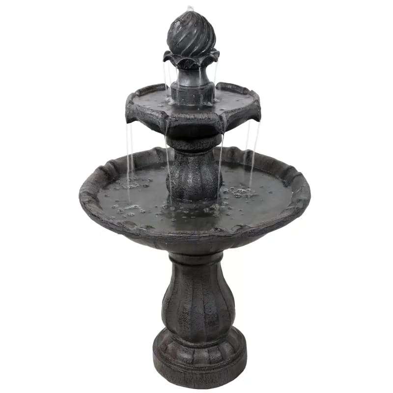 2-Tier Solar Outdoor Water Fountain with Battery Backup