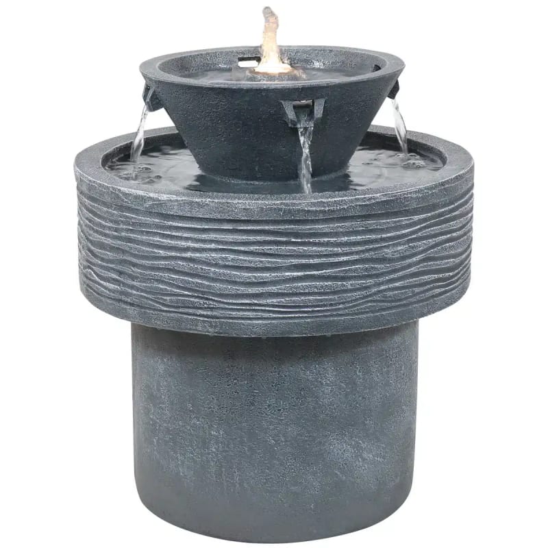 Tranquil Streams 2-Tier Outdoor Fountain with LED Lights