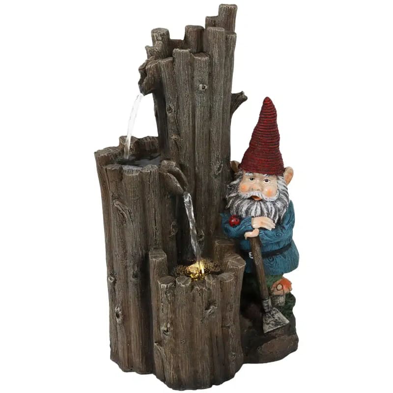 Resting Gnome Outdoor Water Fountain with LED Light
