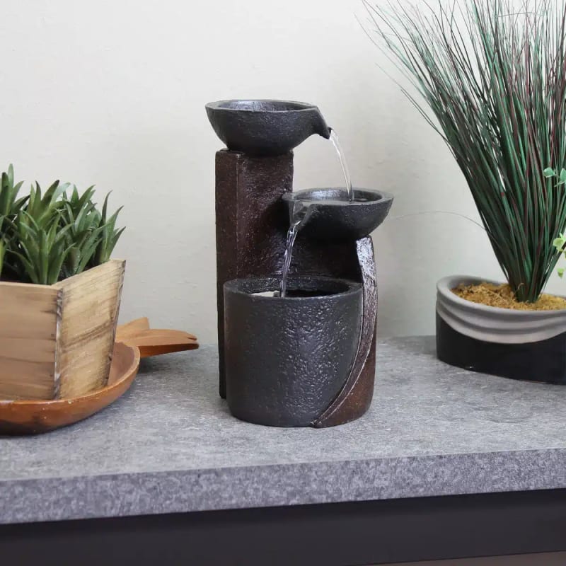 Descending Bowls 3-Tier Indoor Tabletop Water Fountain
