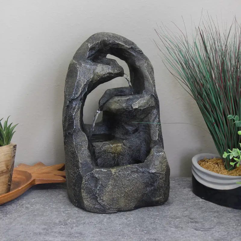 Cavernous Rock Tiers Indoor Tabletop Fountain