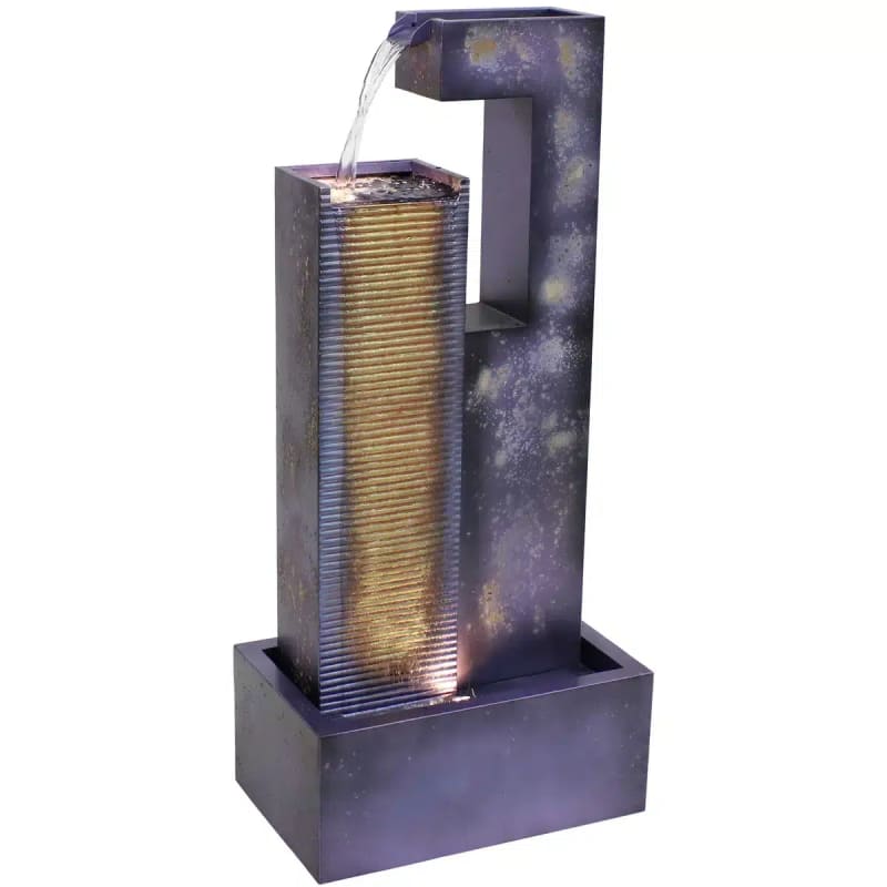 Cascading Tower Outdoor Metal Fountain with LED Lights