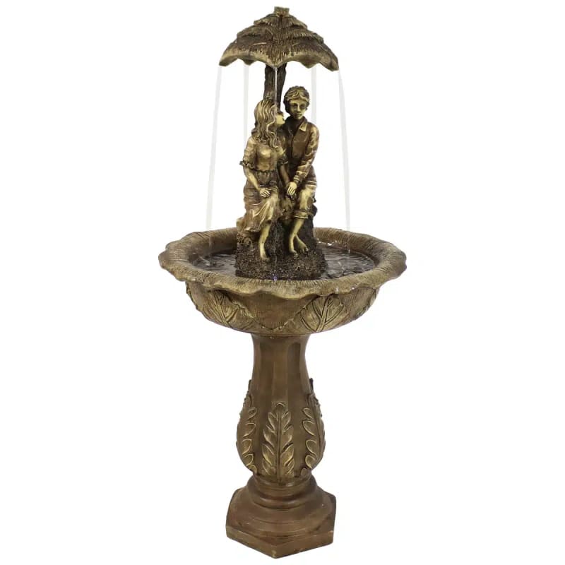 Lovers Umbrella Solar Water Fountain with Battery Backup &amp; Lights