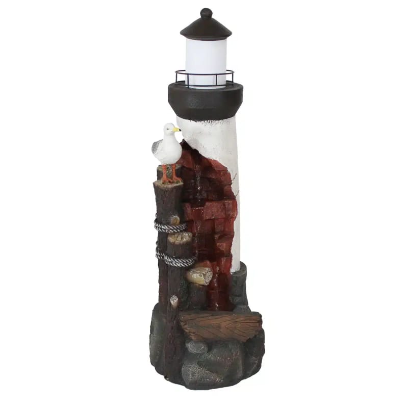 Gull's Cove Outdoor Lighthouse Fountain with LED Light