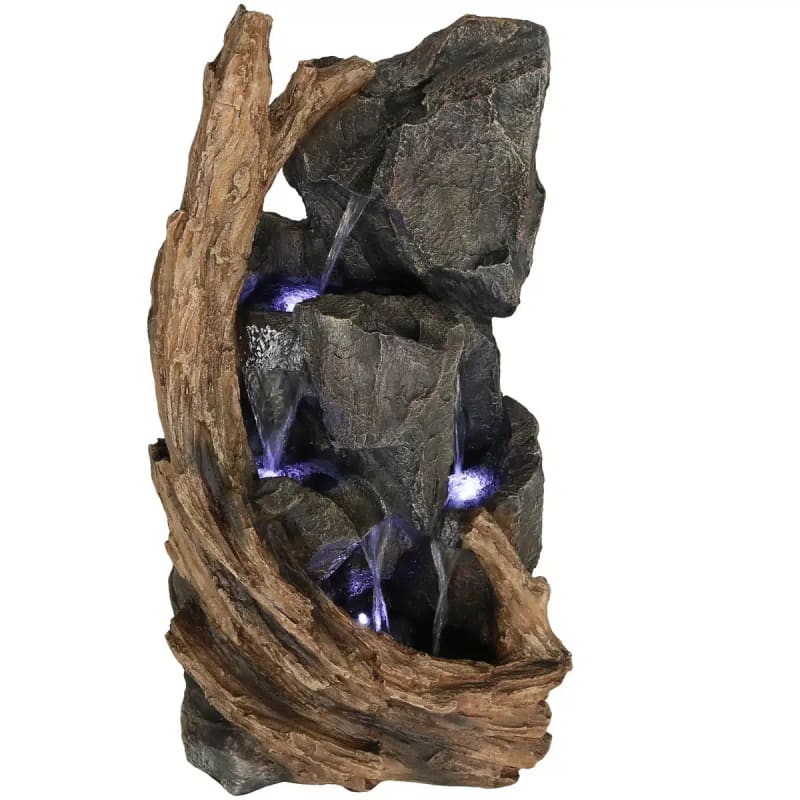 Cascading Mountainside Outdoor Fountain with LED Light