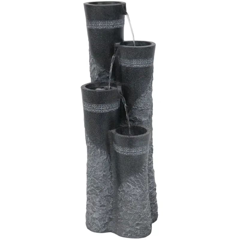 4-Tier Staggered Pillars Outdoor Fountain with Lights