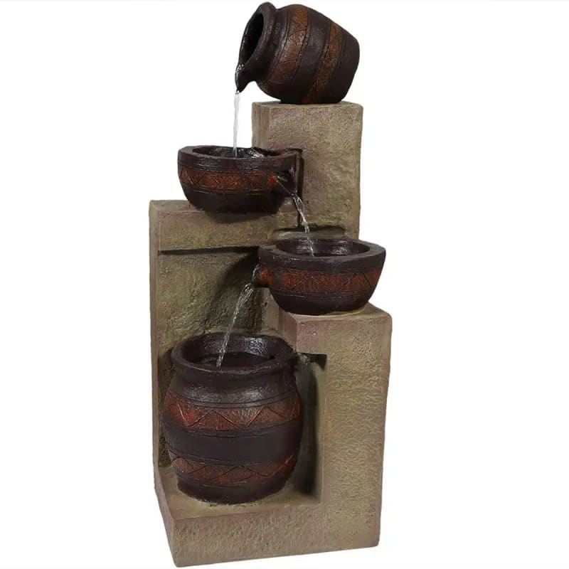 Cascading Terra Bowls Solar Fountain with Battery Backup