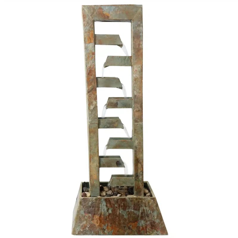 Stacked Freestanding Slate Floor Fountain