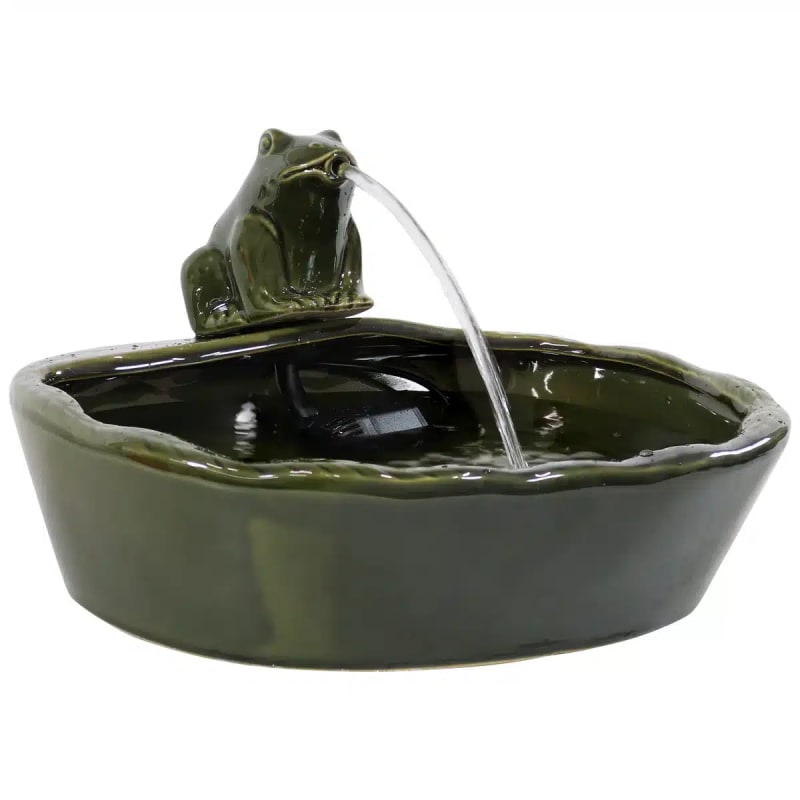 Ceramic Frog Solar Fountain with Solar Pump and Panel