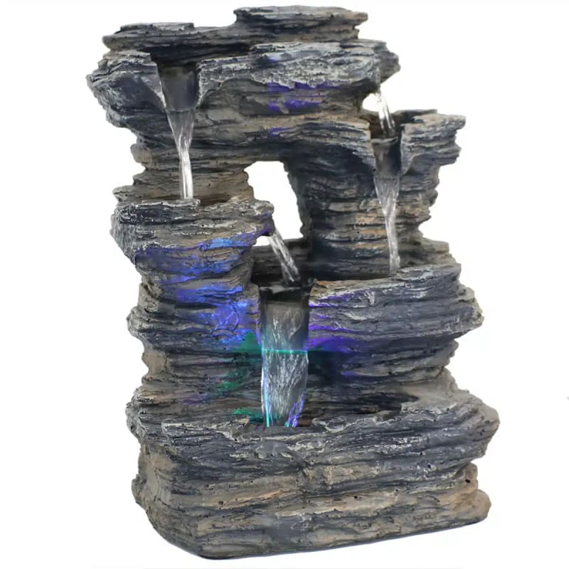 Five Stream Rock Cavern Tabletop Fountain w/ LED Light