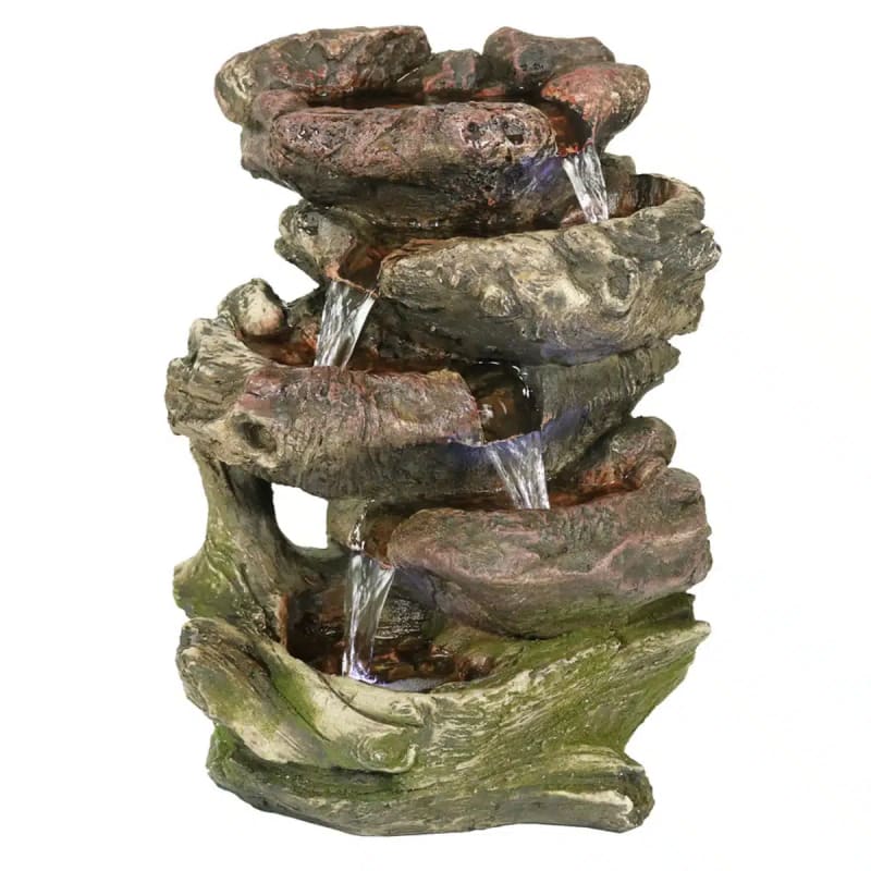 5-Step Rock Falls Tabletop Water Fountain with LED Lights