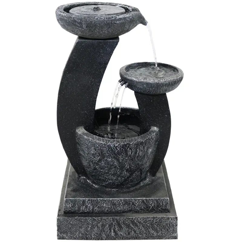 Modern Cascading Bowls Solar Fountain with Battery Backup