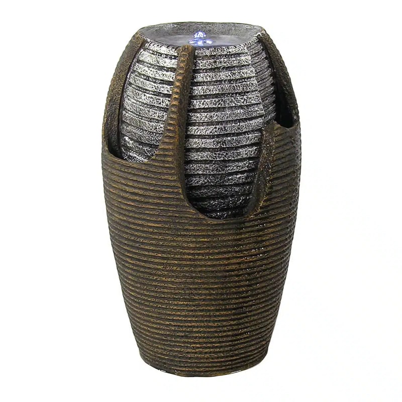 Bubbling Pot Solar with Battery Backup Floor Fountain