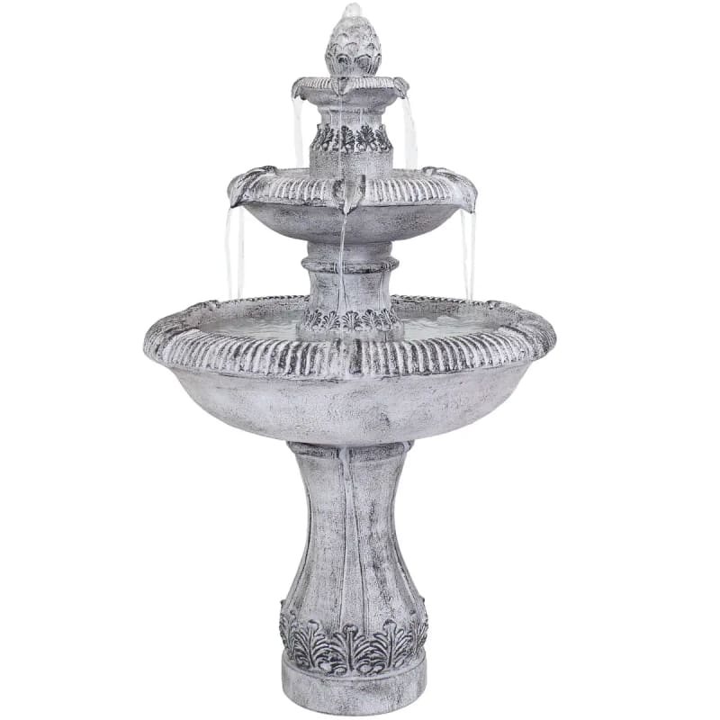 3-Tier Outdoor Water Fountain - Mediterranean Reinforced Concrete