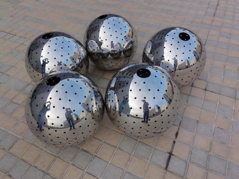 Stainless Steel Mirror Dot Sphere Ball Sculpture