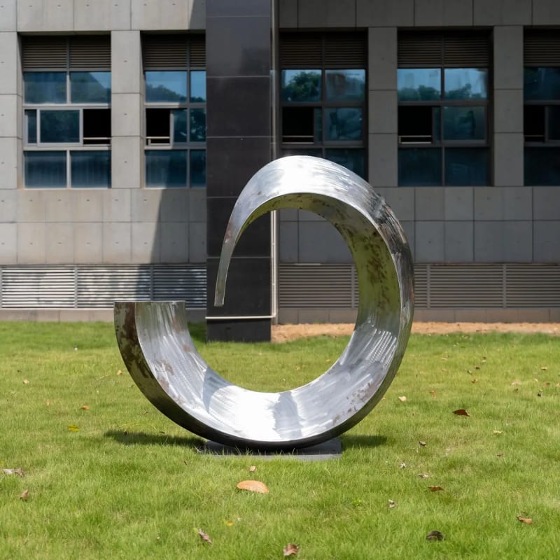 Curved Flow Rust Steel Sculpture