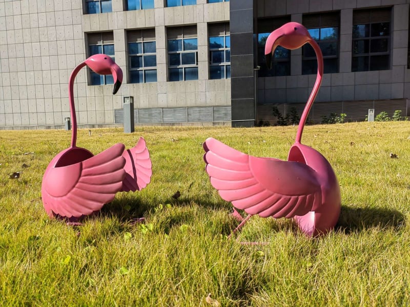 Stainless Steel Flamingo Sculpture