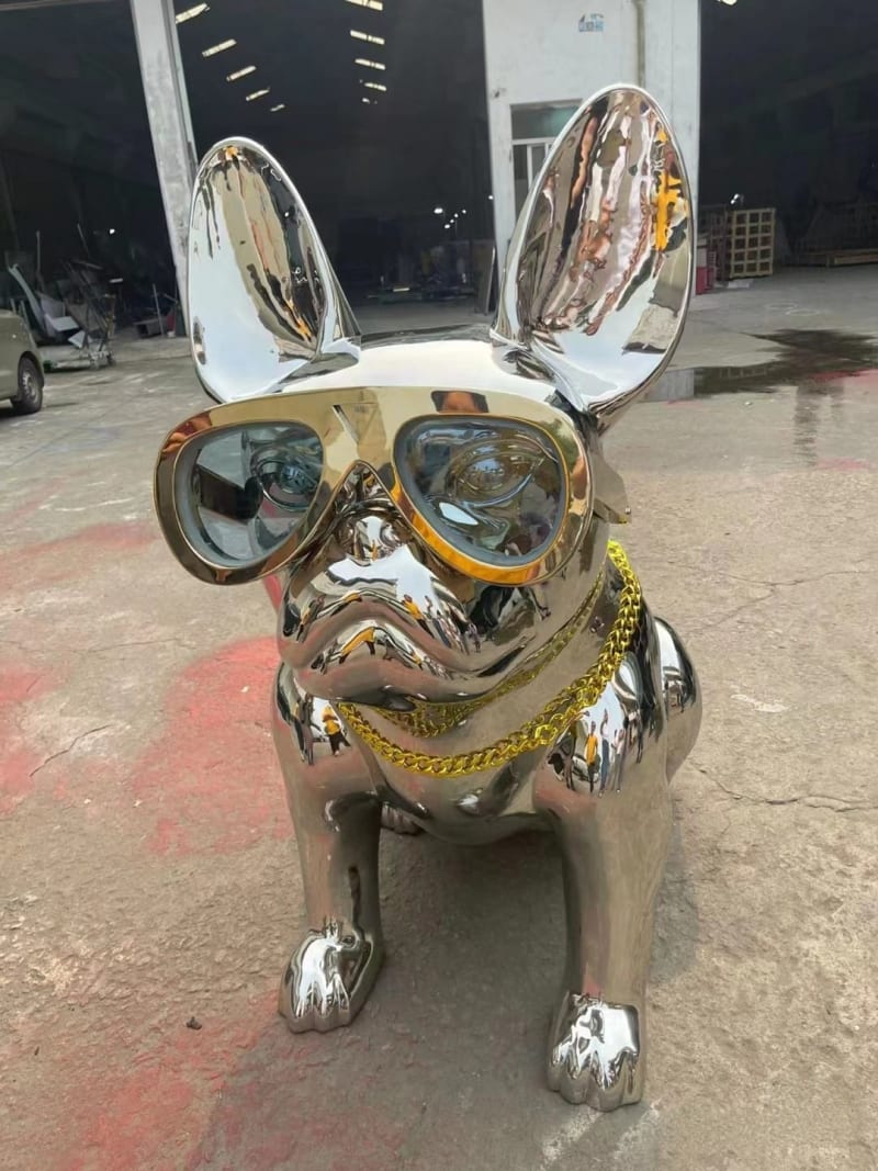 Stainless Steel French Bulldog Sculpture
