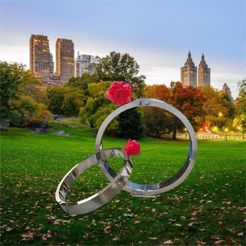Outdoor Stainless Steel Rose Ring Sculpture