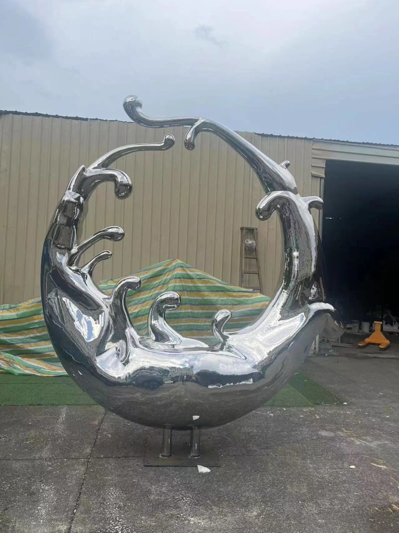 Stainless Steel Modern Wave Sculpture