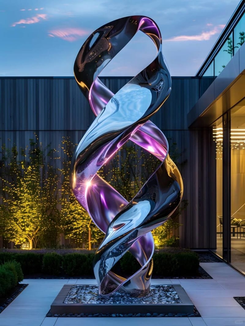 Spiegel Sliver Violet Edelstahl Sculpture
