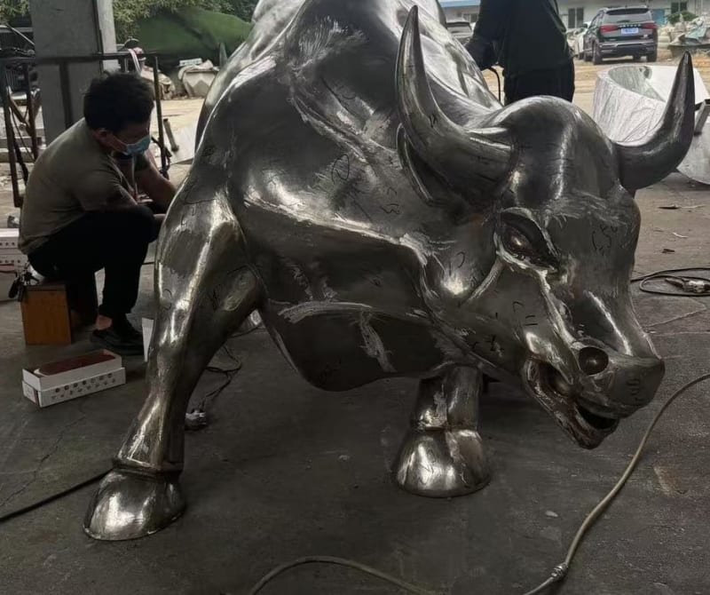 Stainless Steel Bull Sculpture