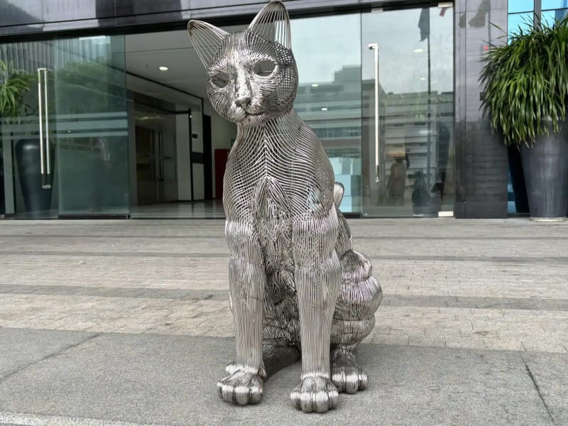Stainless Steel Cat Sculpture