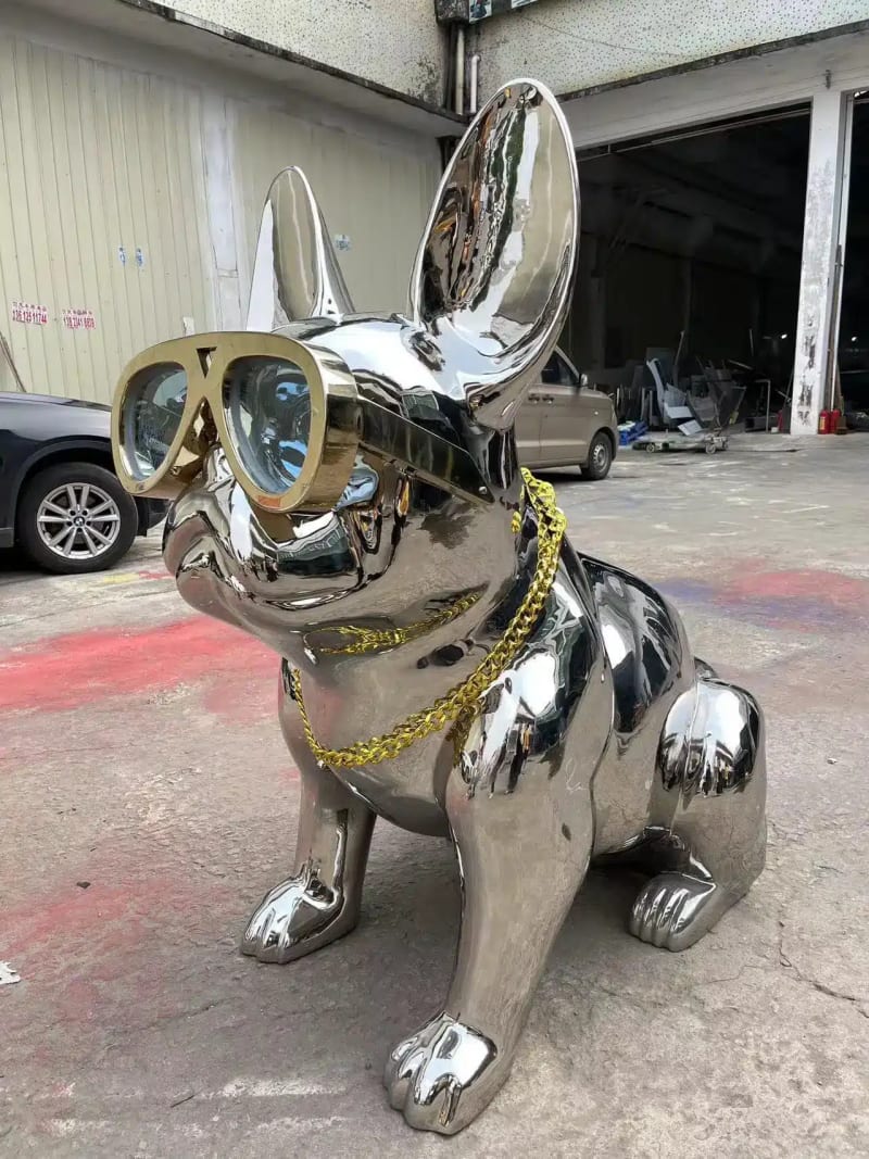 Stainless Steel Small French Bulldog Sculpture